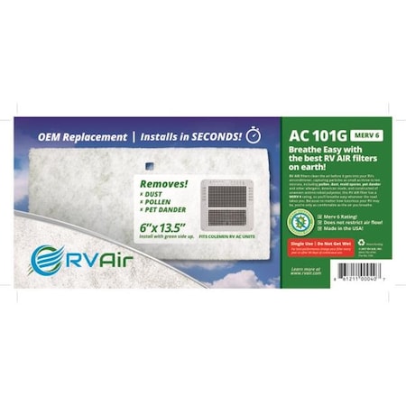 Rv Air RV Air AC101G 13.5 x 6 in. OEM Filter for Air Conditioner RVR-AC101G